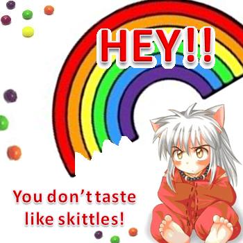 skittles taste rainbow. skittles are yum :3