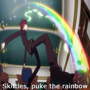 Skittles puke the rainbow
