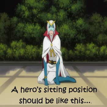 hero's sitting position