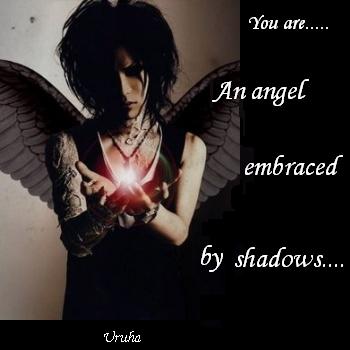 Angel embraced by shadows
